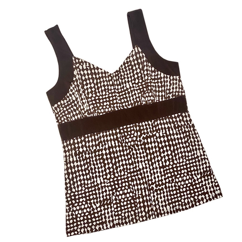 70’s Groovy geometric patterned mod brown tank top